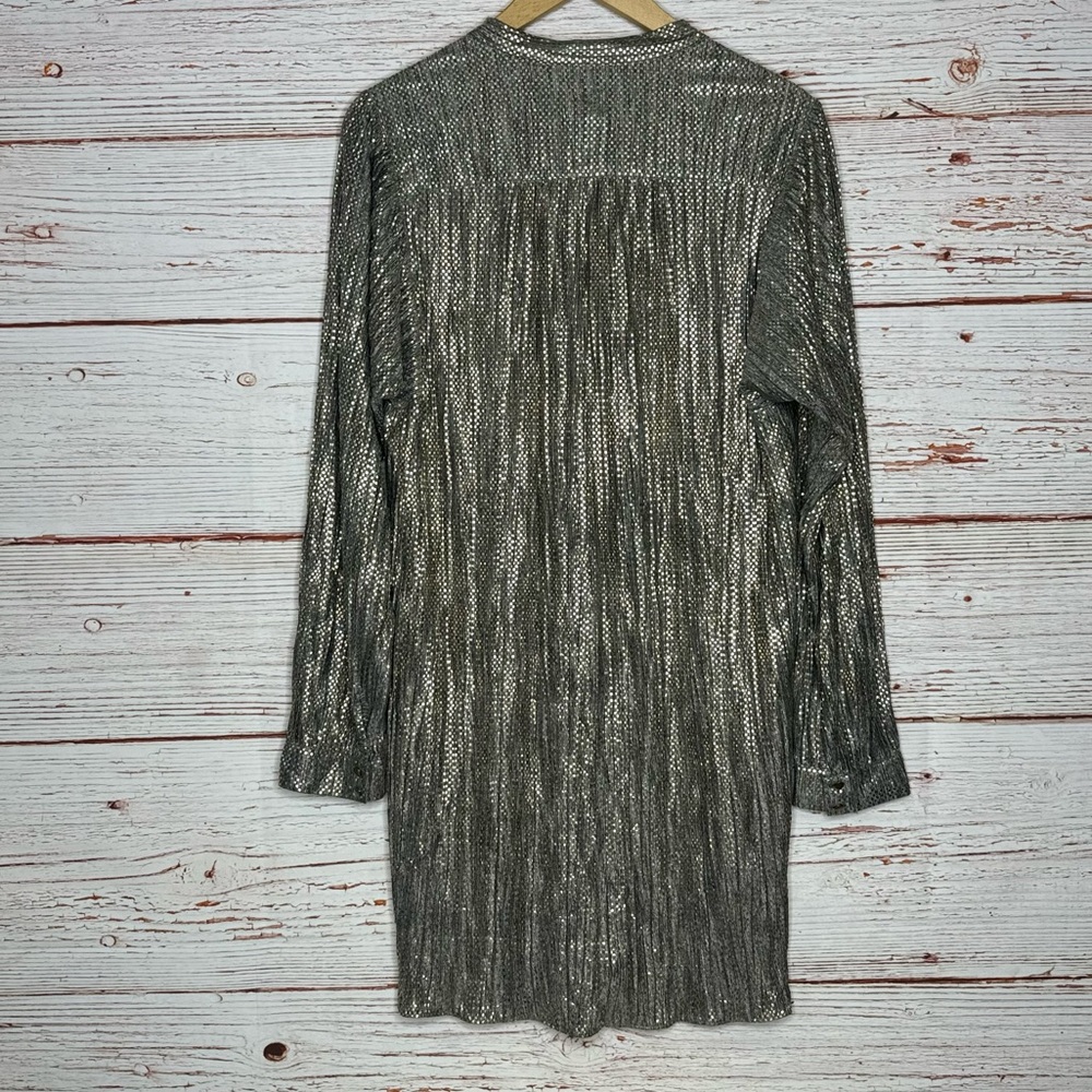 Sabina Musayev Eugene Gold Tied Shimmer Tunic Dress Sz M - Picture 13 of 16